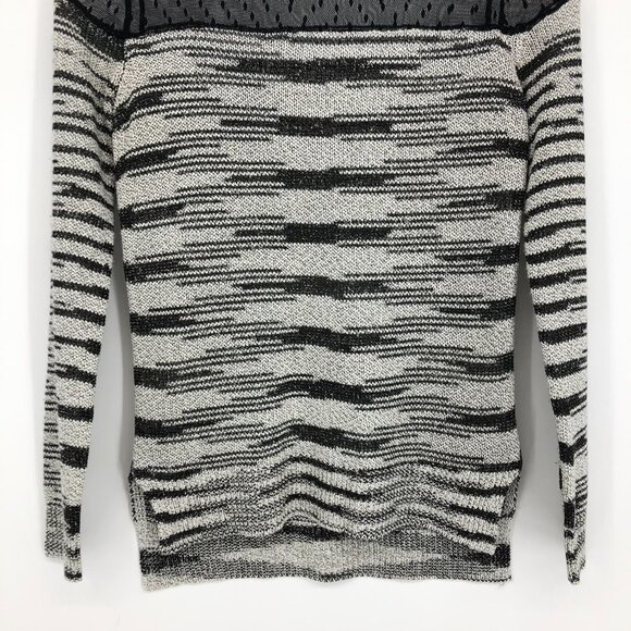 Dex Black Grey Abstract Stripe Long sleeve Polka Dot Mesh neck XS - Picture 5 of 14